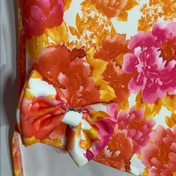 Spring Asymmetrical tank top with Bow bold floral print multicolor girls 4t - Picture 2 of 4